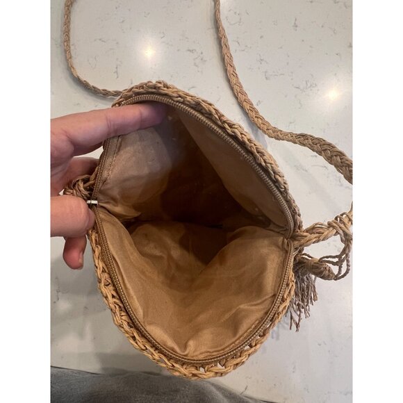 Straw Boho beach Woven Braided  Crossbody Circle Round Purse - Picture 5 of 5